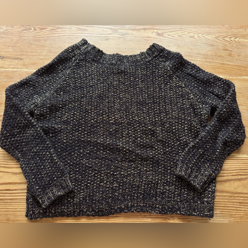 Sezane Black and Gold Crew Neck Sweater